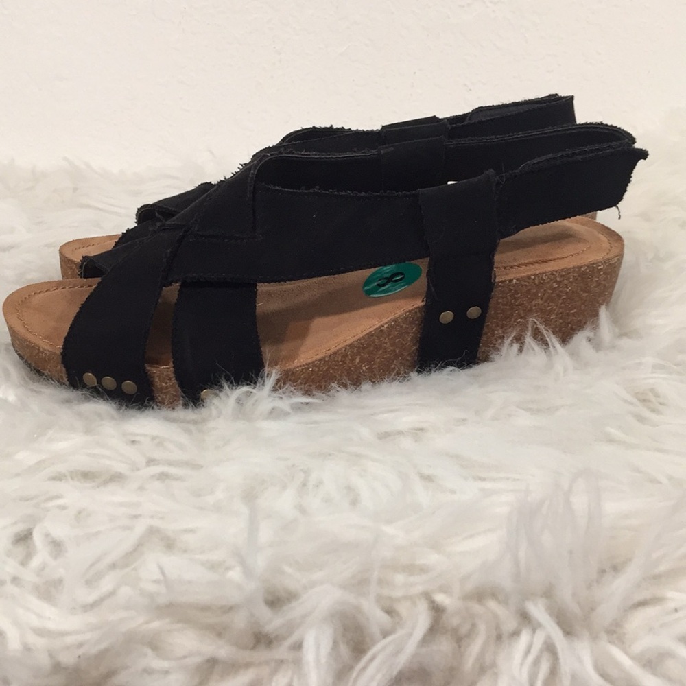 Me Too Womens LOLA Wedged Sandal Black size 8 - Picture 5 of 9